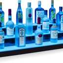 Boss Premium BarUSA LED Lighted Bar Shelf Display Liquor Bottle Alcohol Whiskey Shelves Rack Stand Tray Units for Home Bar Living Room Accessories and Decor - Designed in USA (3-Step, 28 Inch) (Acrylic)
