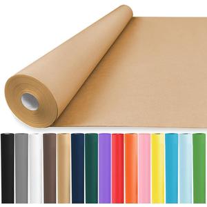 Vanhench 48"x1500"(125') Brown Wrapping Paper, Birthday Wrapping Paper, Solid Color Art Kraft Craft Paper for Thanksgiving Gift Wrapping, Bouquet Flower Crafts Packing Poster Bulletin Board Paper