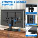 Rfiver Universal Table Top TV Stand TV Base Replacement for Most 27-60 Inch LCD LED Flat Curved Screen TVs Holds up to 88lbs, Height Adjustable TV Mount Stand with Tempered Glass Base, VESA 400x400mm