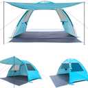 DLUCKY Beach Tent for 1/2/3/4/5/6 Person,Anti-UV Portable Sun Shade ShelterUPF 50+,Both Sides Extendable Floor,Extendable Awning,with 2 Ventilating Mesh Windows,Lightweight & Easy Setup.