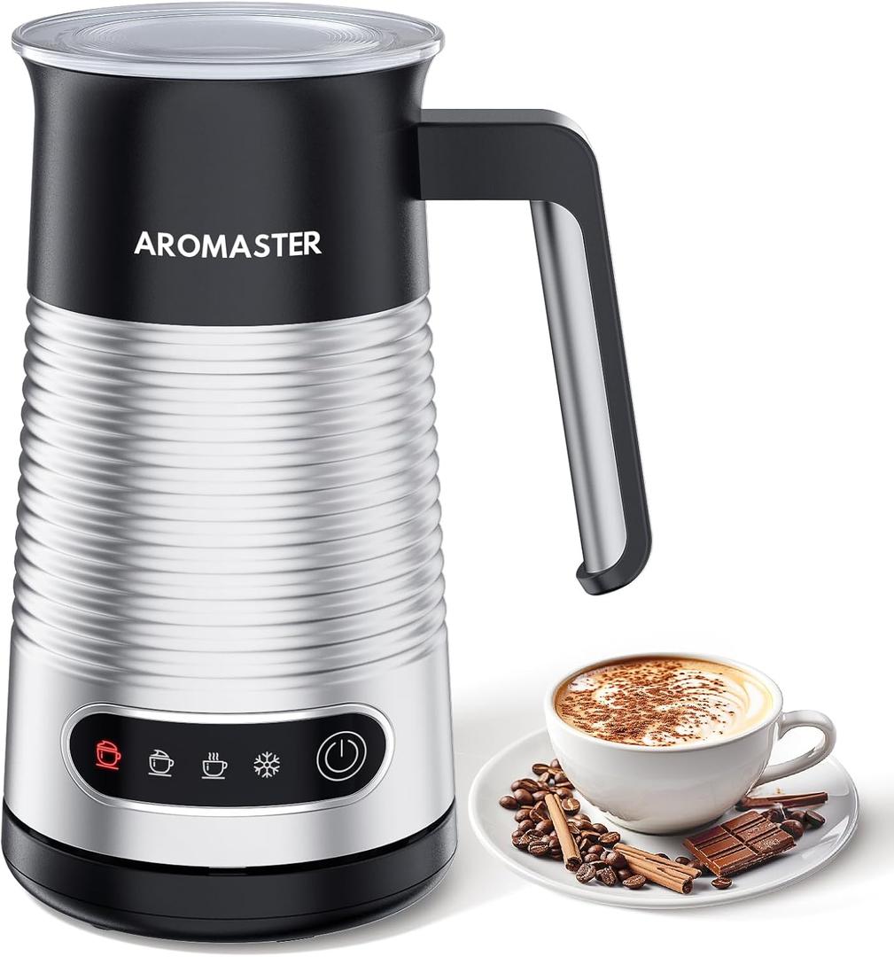 Aromaster 4 IN 1 Electric Milk Frother and Steamer for Coffee, Hot Dense/Airy Foam & Cold Foam Maker