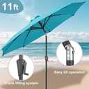 FLAME&SHADE 11 ft Patio Umbrella - Table Umbrella Outdoor with Push Button Tilt and Crank, UV Protection, 8 Sturdy Ribs, Market Umbrella for Garden, Deck, Backyard, Lawn, Pool and Beach(Aqua Blue)