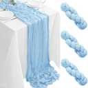 3Pack Baby Blue Table Runner 35 x 120 inch Light Blue Cheesecloth Table Runner 10FT Boho Table Runners Rustic Gauze Cheese Cloth Table Runners for Party Wedding Birthday Bridal Baby Shower Decor