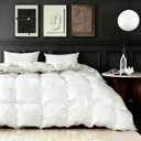 Feather Down Fiber Comforter King Size,Premium Ultra-Soft Breathable Comforter High Fill Power White Duvet Insert,All Season Hotel Luxury Bedding Comforters 8 Corner & Center Loops,Baffle Box Design