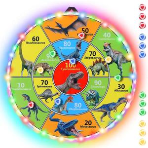 30 Inch LED Dart Board Kids Game,12PCS Sticky Balls,Indoor/Outdoor Sports Carnival Games Yard Party, Suitable for 3 4 5 6 7 8 9 10 Years Old Boys and Girls Birthday Gifts Dinosaur Toys