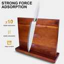 Magnetic Knife Block - Acacia Wood Strong Magnetic Knife Holder, Secure Knife Storage Organizer | Space Saving for Kitchen Knives & Chef Tools (Brown)
