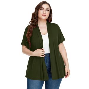 LARACE Short Sleeve Cardigans for Womens Summer Tops Casual Plus Size Open Front Lightweight Cover Up (ArmyGreen 1X) (Green, L)