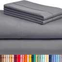 LuxClub 4 PC California King Size Sheet Set Deep Pockets 18" Wrinkle Free Cooling Sheets Machine Washable Hotel Bedding Silky Soft - Light Grey California King