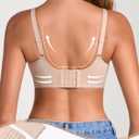 EYNMIN Sameless Wireless Bras for Women No Underwire V Neck Push Up Jelly Bra Supportive Full Coverage Comfortable Bra (Beige, XXL)