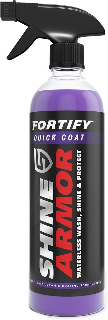 SHINE ARMOR Fortify Quick Coat  3-in-1 Ceramic Coating Spray (8oz) | Waterless Wash, Shine & Protection | Streak-Free, Hydrophobic Car Wax for Paint & Trim