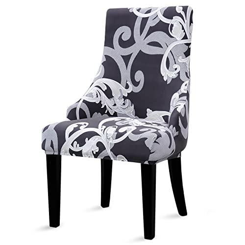 Liykimt Stretch Wingback Side Chair Slipcover-Accent Chair Cover Slipcover with Arm,Washable Upholstered Arm Dining Chair with Nailed Trim Protector for Dining Living Room Set of 1,Black/Gray