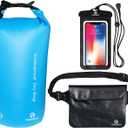 Freegrace Waterproof Dry Bag Set of 3 - Submersible Dry Sack with Double Zip Lock Seals - Includes Waist Pouch & Phone Case - Perfect for Kayaking, Swimming, Boating & Rafting (Sky Blue, 5L)