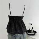 Verdusa Women's Polka Dots Ruffle Layered Camisole Tops Metal Flower Babydoll Tops (Black, S)