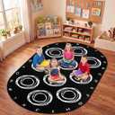 Teenyyou 6.56 x 11.15 ft Large Classroom Rug Elementary Abstract Educational Area Rug Kids Room Children Classroom Carpet Playroom Learning Black Ellipse School Decor Seating Carpet
