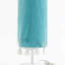 13.75 Inches Accent Lamp White Steel Finish Teal Fabric Shade with Tassels