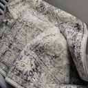 Area Rug 8x10 Washable Rug Gray Vintage Traditional Mat Distressed Indoor Foldable Thin Retro Accent Floral Non Slip Carpet Living Room Dining Room Office (8' x 10' (Rectangular), Grey)