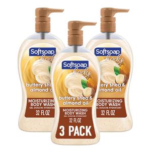 Softsoap Body Wash Pump, Buttery Shea & Almond Oil Body Wash, Moisturizing Body Wash, 32 Ounce, 3 Pack