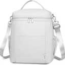 NOL Natural Organic Lifestyle Insulated Lunch Bags for Women Cooler Bag Lightweight Nylon Waterproof Lunch Box For Work (Gray White, Large)