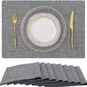 homing Cotton Linen Placemats Set of 8, Cloth Washable Farmhouse Dining Table Mats for Indoors & Outdoors, Easy to Clean, Dark Grey, 13 x 19 Inch