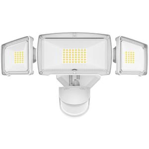 HGGH Motion Sensor Outdoor Lights - Flood Lights Outdoor Security Light Led Foodlights Ip65 Waterproof 6000k 38w 4200lm 3 Head Plug in Outside Lights for House, Backyard, Porch (1pack, White)