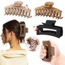 4 PCS Cloud Claw Clips for Women, Unsnappable Soft Hair Claws for Lying Down & Driving |Strong Hold Hair Claws for Thick Curly Hair | Cozy Hair Accessories for Sleeping & Travel (Brown-black)