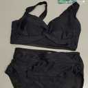 Bikini Swim Suits for Womens Sexy Cross Knotting V-Neck with High Waisted Ruched Tummy Control Bathing Swimsuits 2026 (Medium, C01-black)