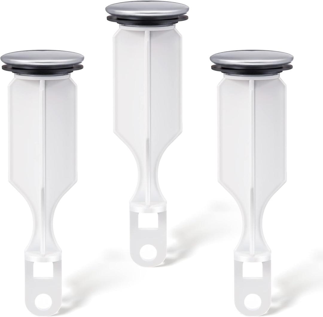 Enhon 2 Hole Pop Up Stoppers, Chrome Bathroom Sink Stopper fits Most Pop Up Drain Design, 4-1/2 Inch Tall, 1-3/8 Inch Cap Diameter, with Gasket Seal, Compatible with PF WaterWorks PF0240 (3 Pack)