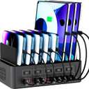 150W/35A Charging Station for Multiple Devices, 20 Port USB C Fast Charging Station with Adjustable Dividers - Organizer Charging Dock for Smartphone, iPad, Kindle, Tablet & More