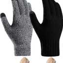 Wool Winter Gloves Men Women Fleece lined Knit Touch Screen Warm Thermal Snow Driving Cycling Gloves Cold Weather (Medium, Multicolor)