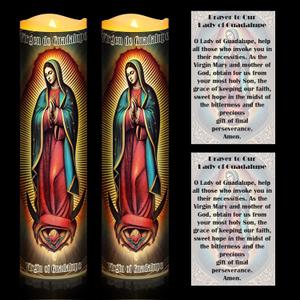 2 Sets LED Flameless Religious Candles Catholic Prayer Candle Catholic Battery Operated Electric Gift with Card LED Home Decor for Halloween Christmas(Virgin of Guadalupe)
