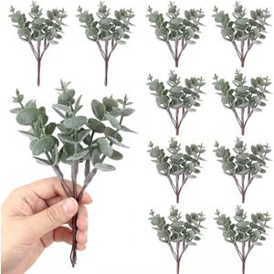 60 Pcs Mini Eucalyptus Stems 6 Inch Artificial Greenery Stem for DIY Bridal Wedding Vase Bouquet Floral Arrangement Centerpiece Baby Shower Home Table Decor Floating Candles