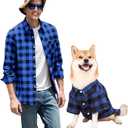 Dog Shirts Plaid Dog Clothes for Small Medium Large Dogs - Owner and Pet Shirts Sold Separately (L-(13.1-18lb)-Chest~21.65" for Pets, Blue&Black Only for Pets)