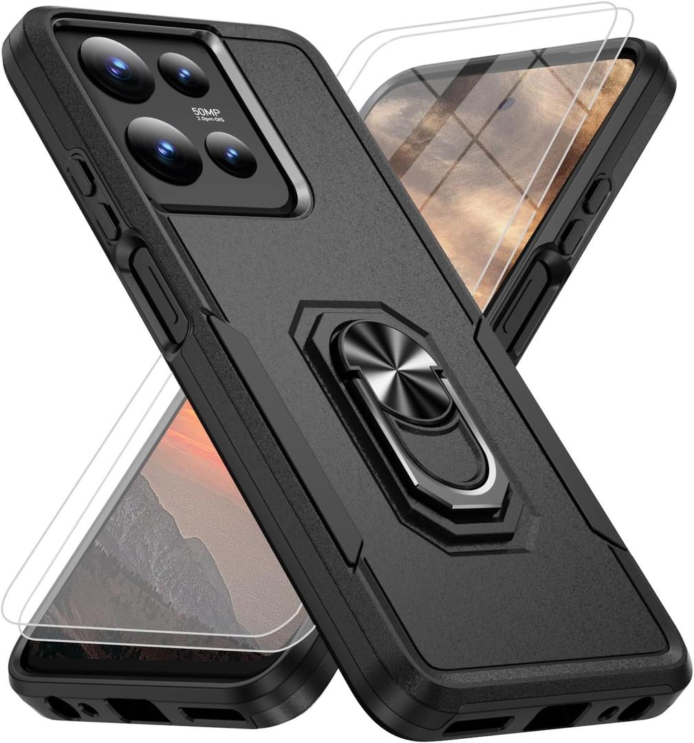 for Motorola Moto G Power 2026/2025 Case [15 FT Military Grade Drop Protection] with 2X Tempered Glass Screen Protector, Heavy-Duty Shockproof Kickstand Case Black