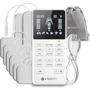 Etekcity 4Channel Rechargeable TENS Unit,FSAHSA Eligible Muscle Stimulator for Pain Relief, AfterExercise Relaxation, Physical Therapy, 8 Electrode Pads, Back,Neck,Shoulder,Sciatica, Period Cramps