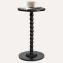 Round Side Table for Small Spaces - 22.56 inch Height, Modern End Table with Solid Wood Leg, Compact Accent Table for Living Room, Bedroom, Office, Easy No-Tool Assembly (Black)