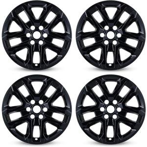 4-Pack Wheel Skins Compatible for 2018-2023 Chevy Traverse, 18 inch Wheel Skin Cover for 18-23 Traverse Black Color Hubcap Replacements