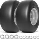 13x6.50-6 Lawn Mower Tires Flat Free, Zero Turn Mower Front Tires for Residential and Commercial, 13x6.5-6 Flat Free Tire and Wheel, 3/4" & 5/8" Bearing, 3.25"-7.65" Center Hub, 2Pack Gray