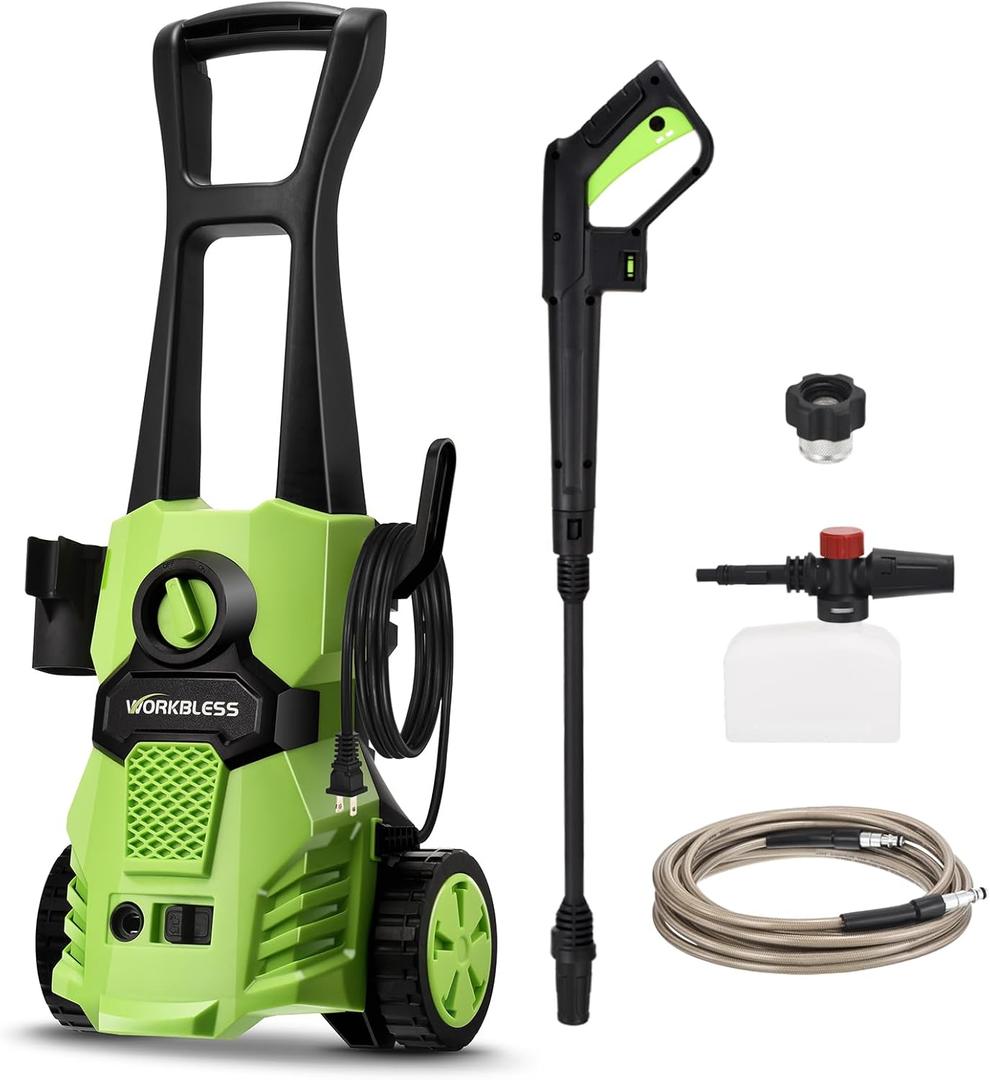 Electric Pressure Washer, 4000PSI 2.6 GPM Power Washer with Angle-Adjustment Nozzle, High Pressure Washer with Foam Cannon for Car, Driveway, Patios, Home Cleaning