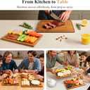 Bamboo Cutting Board Set, 2PCS Double-Sided Chopping Boards for Kitchen Meal Prep & Serving, Charcuterie, Juice Grooves & Side Handle, Ideal for Meat, Vegetables, Kitchen Essentials (14.9"L x 0.6"W, Light Brown)