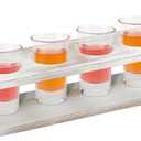 FINGERINSPIRE Beer Flight Board Holds 4 Glass White Wood Shot Glass Holder Rack Rectangle Beer Sampler Tray Flight Paddle Shot Glass Serving Tray for Beer Tasting Bar Home Parties (Slot: 2.2inch)