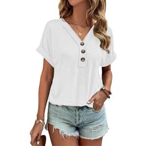 MixShe Women Summer Tops 2024 Spring Fashion Button Down Shirts Short Sleeve Tshirts Dressy Casual T Shirts V Neck Clothes Trendy Ladies Outfits Blouses White Large MixShe Women Summer Tops 2024 Spring Fashion Button Down Shirts Short Sleeve Tshirts Dressy Casual T Shirts V Neck Clothes Trendy Ladies Outfits Blouses White Large