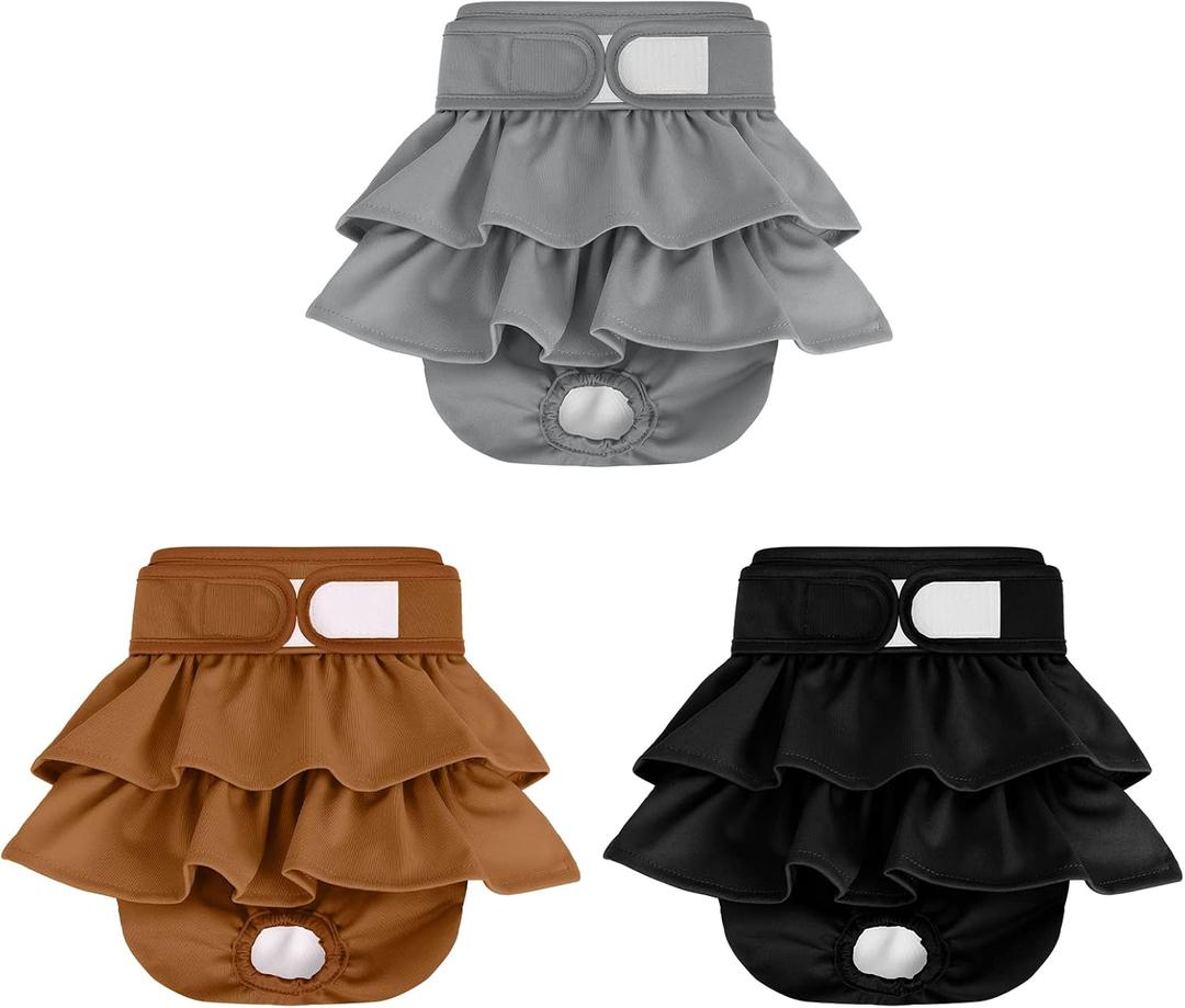 Reusable Dog Diapers Female 3 Pack Washable Highly Absorbent Doggy Diapers Female, Flexible Doggie Diapers, Leak-Proof Durable Puppy Diapers for Dog Period Heat Incontinence Potty Training, M