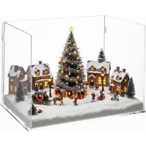 Chunful 4 Sides Acrylic Diorama Kit Large Display Boxes for Dollhouse Room Box Miniatures Figures Collectibles Unfinished 11.8 x 8.3 x 8.7 Inch, Quick Install for DIY Crafts Model Toys