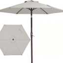 JEAREY 7.5FT Patio Umbrella Market Table Umbrella with 6 Sturdy Ribs, Push Button Tilt/Crank Outdoor Umbrella for Garden, Deck, Backyard, Pool and Beach,Light Grey