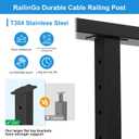 4FT-8FT 36" Cable Railing Post Kits, Flat Top Cable Post System Includes 2Pack Updated 35" Level Drilled Posts, 1/8" Black Wire Rope with Cutter, Swageless Cable Railing Tensioner Kit, RG31