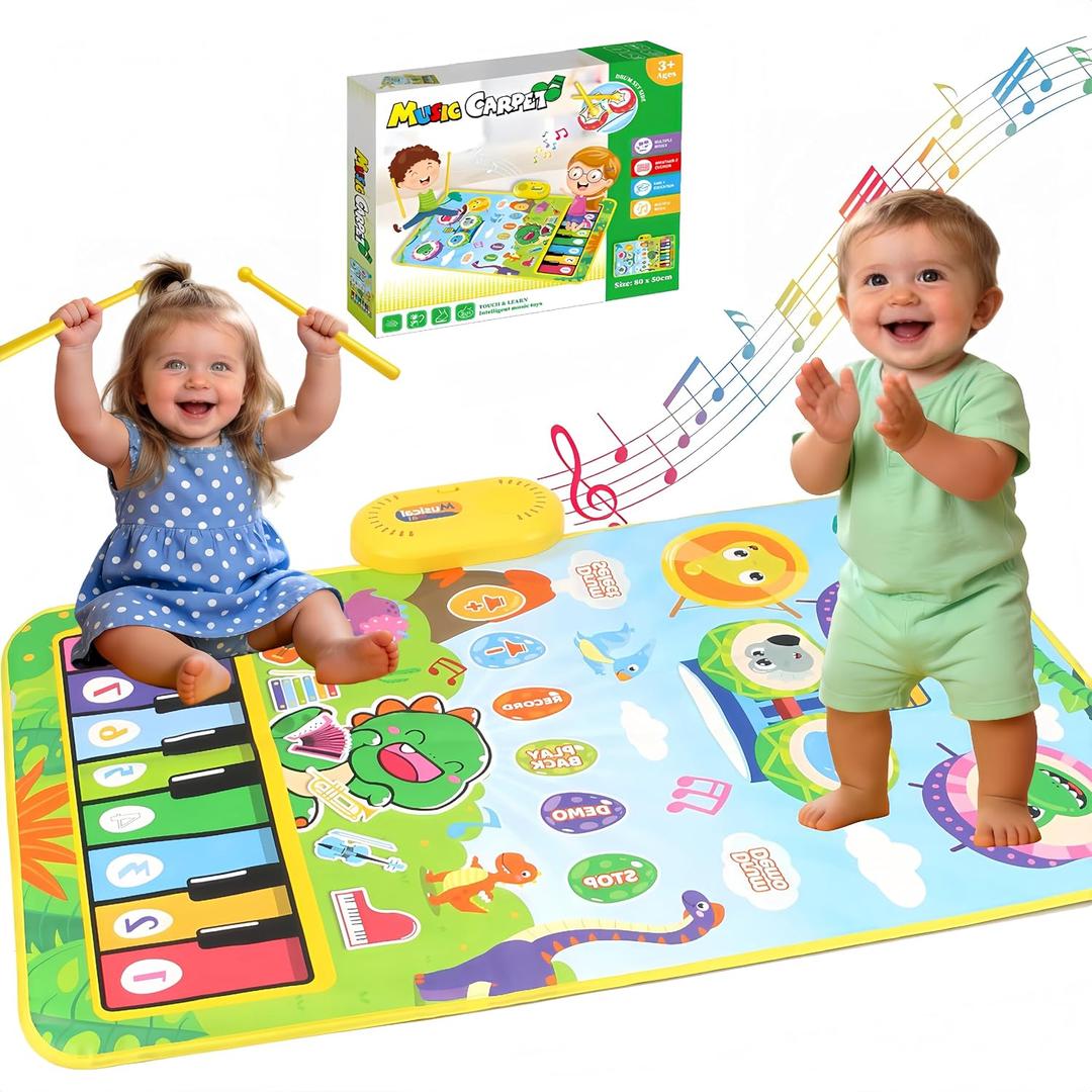 Baby Toys for 0-6 months, Dinosaur Musical Mat Montessori Sensor Toys 1 Year Old, Sensory Early Educational Musical Learning Toys, Christmas Birthday Easter Gifts for 2 3 4 Year Old Toddler Boys Girls