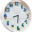 Kids' Wall Clocks, Kids' Room Decorations,DIY Building Block Clock, Wall Decor for Game Rooms and Children's Bedrooms, Creative, Cool & Cute Style, Boys' Birthday Gifts (White Frame)