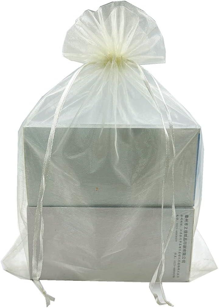 LYSXP 30PCS Ivory Color Large Sheer Organza Bags 10x14Inch, Wedding Favor Bags with Drawstring Party Christmas Candy Bag