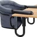 Dog High Chair for Table, Cat Desk Perch, Pet Feeding Booster, Seat Attach to Table, Hook on High Chair Portable & Foldable for Home and Travel (Grey)