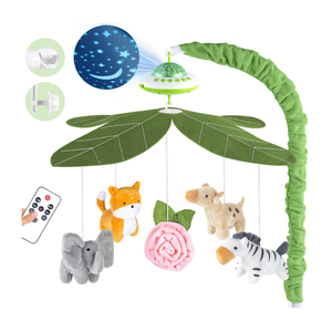 Playix Baby Crib Mobile with Music and Lights, Nursery Baby Mobile for Crib Bassinet with Remote Control, Rotation, Starlight Projection, Crib Toys for Babies Boys Girls Green